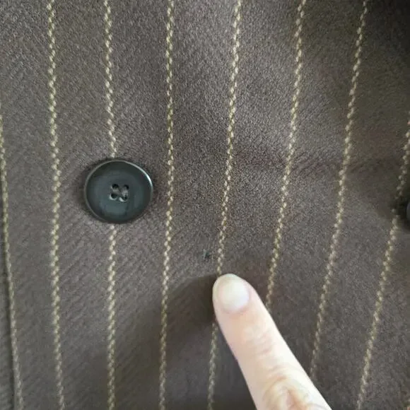 Vintage Emporio Armani Double Breasted Wool Blazer Jacket Brown Striped EU40 US8 - Picture 5 of 10